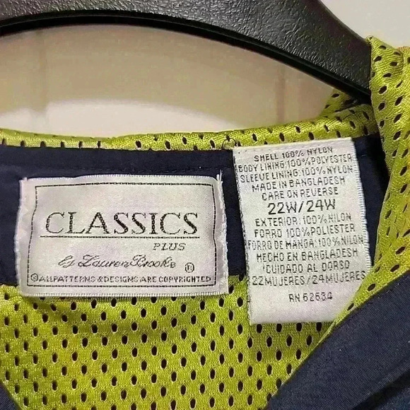 Vintage Classic Plus by Lauren Brooks Blue Windbreaker Jacket Size 22/24W - Picture 2 of 6